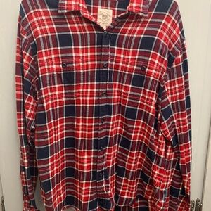 True Craft Red and Navy Plaid Button Down Shirt